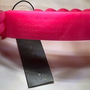 Marc by Marc Jacobs Hot Pink Rubber Bracelet with Black Tag